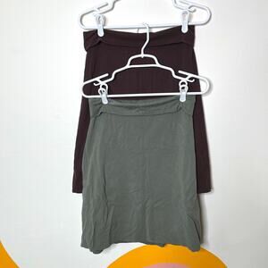 Lot 2 Athleta Noosa A-Line Fold Over Skirts M Stretch Gray Green Maroon Casual
